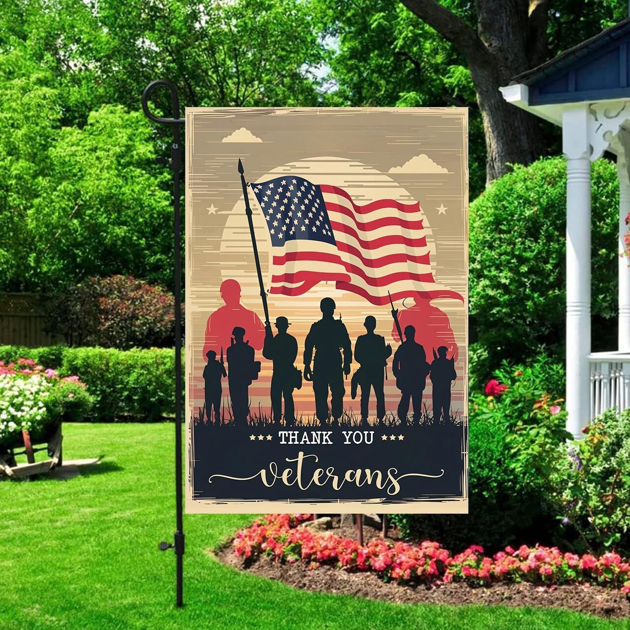 Veterans Day Garden Flag - Double Sided, Thank You Veterans, Patriotic Decorations